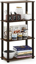 Furinno TURN-S-TUBE Storage Shelves, 4-Tier Book Shelf, Corner Shelf, Toolless Open Shelves, for Organization and Storage, Living Room, Garage, Home Office, Walnut by Furinno-FitsYourSpaceFitsYourBudget