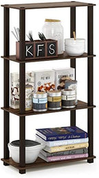 Furinno TURN-S-TUBE Storage Shelves, 4-Tier Book Shelf, Corner Shelf, Toolless Open Shelves, for Organization and Storage, Living Room, Garage, Home Office, Walnut by Furinno-FitsYourSpaceFitsYourBudget