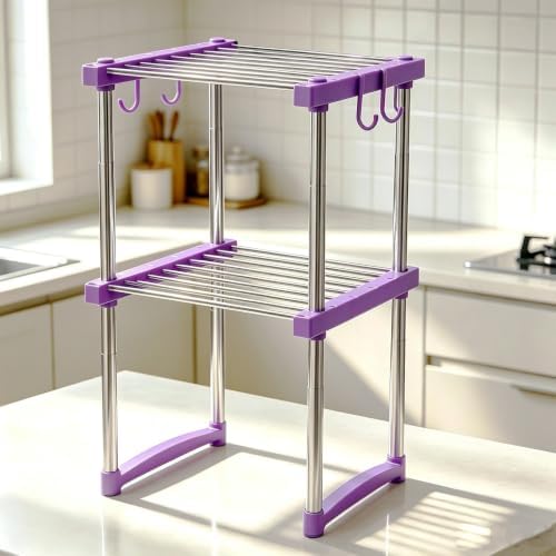 BLULEE Expandable Cabinet Organizer, Adjustable Storage Shelf Purple by BLULEE
