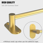 Towel Bar, Adhesive or Drill Wall Mount, Brushed Gold, 2 Pack - Image 4