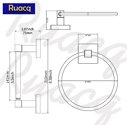 RUACQ Brushed Nickel Toilet Paper Holder & Towel Ring, Bathroom Accessories - Image 6