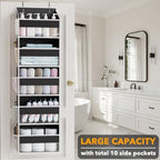 SpaceAid 2 Pack Over The Door Organizer with 5 Large Pockets and 10 Mesh Side Pockets, 5 Layers Door Organizer Hanging with Clear Window for Bedroom, Bathroom, Pantry and Nursery, Black - Image 3