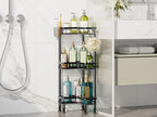 HapiRm Standing Shower Caddy Corner - 3 Tier Corner Shower Organizer with Toothbrush Holder and 12 Hooks, Large Capacity Rustproof Bathroom Shelves for Tall Bottles, Black - Image 6