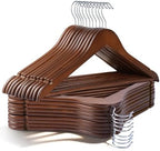 Wooden Hangers 30 Pack,Heavy Duty Solid Wooden Clothes Hangers with Pant Bar,360-Degree Rotatable Hook,Durable & Slim Wood Hangers for Coats,Jackets,Dress,Pants(Walnut) by Uilmart