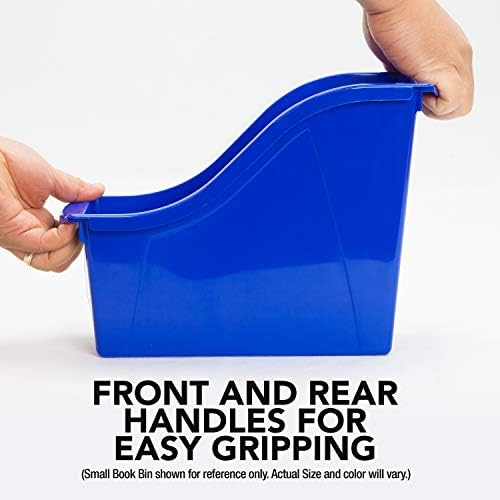 Storex Large Book Bin, Interlocking Plastic Organizer for Home, Office and Classroom, Teal, 6-Pack (71120U06C) - Image 3