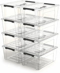 8 Pack Clear Plastic Storage Bins with Lids and Handle, Small Stackable Latching Storage Boxes for Organization (5 Quart) by YYXB