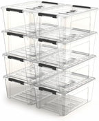 8 Pack Clear Plastic Storage Bins with Lids and Handle, Small Stackable Latching Storage Boxes for Organization (5 Quart) by YYXB