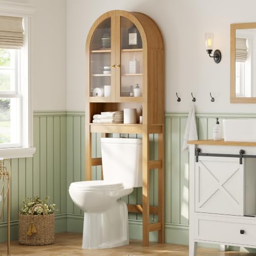 Arched Over The Toilet Storage Cabinet with Acrylic Door - Image 7