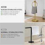 Hoimpro Hand Towel Holder Stand Free Standing Towel Bar Brushed Gold - Image 5