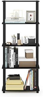 Furinno Turn-N-Tube 5-Tier Multipurpose Shelf / Display Rack / Storage Shelf / Bookshelf, Square Tubes, Americano/Black - Image 6