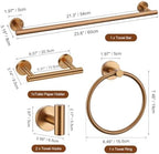 TURS Brushed Rose Gold 5 Piece Bathroom Hardware Set, SUS304 Stainless Steel Bath Towel Bar Set, Round Bathroom Accessories Kit Wall Mounted 23.6 Inch - Image 7