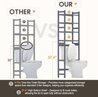 Homde Bathroom Over Toilet Storage Rack: Adjustable 4-Tier Bamboo (Grey) - Image 4