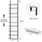 Churboro 9 Tier Over Door Pantry Organizer, 2-in-1 Adjustable Spice Rack - Image 2