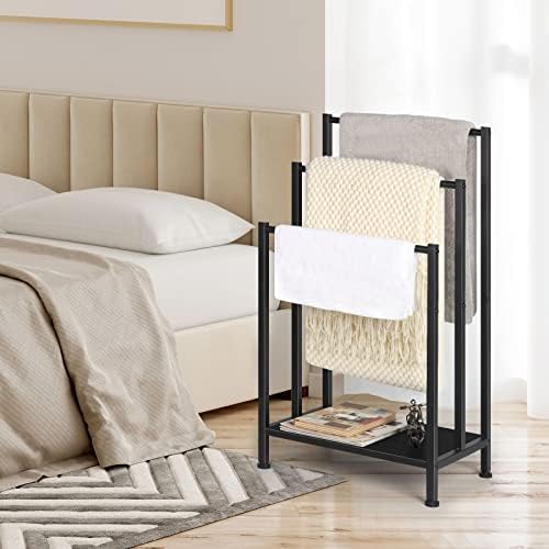 Freestanding Towel Rack, 3 Tier Metal Towel Rack, Black - Image 6