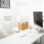 BLU MONACO | Gold Magazine Holder | Woven PVC Leather Organizer with MDF Frame | Floor or Table Storage for Home Office Bathroom | Large Capacity Vertical File Basket - Image 3