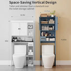 Over the Toilet Storage Cabinet,Tall Slim Bathroom Organizer with Doors, Adjustable Shelves & Built-in Toilet Paper Holder, Space-Saving Above Toilet Cabinet for Small Bathroom (Navy Blue) - Image 6