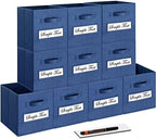 11 Inch Storage Cube,Storage bin (Set of 10) Foldable Fabric Cube Storage Bins with 10 Labels Window Cards & a Pen,Baskets Containers for Shelves,Closet Organizers Box,cube storage,Navy Blue by Artsdi