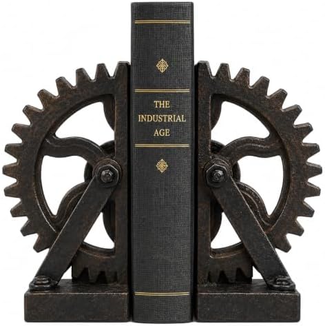 Comfy Hour 10.5 Inch Gear Bookends, Industrial Decor, Set of 2 by ComfyHour