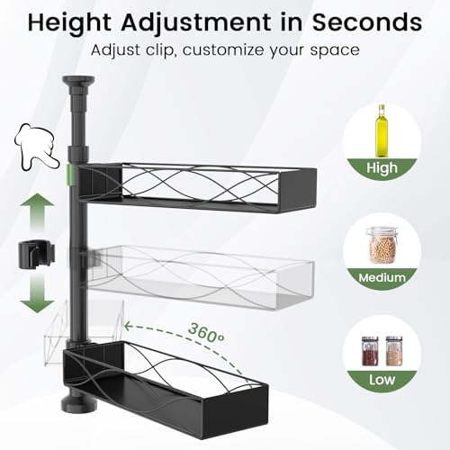 MIXOO Spice Rack Organizer Tension Pole, 4-Tier Adjustable Spice Organizer - Image 5