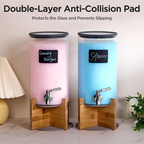 Glass Laundry Detergent Dispenser with Holder,1.1 Gallon Laundry Liquid Dispensers with Stainless-Steel Tap,Large Glass Fabric Softener Containers with Stand for Laundry Room Organization - Image 6