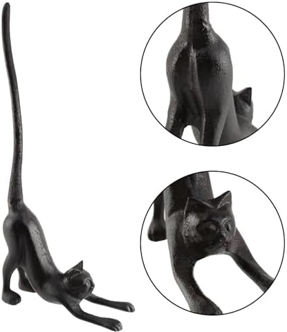 Bitray Cat Cast Iron Paper Towel Holder Toilet Stand 16.5" Kitchen Decor - Image 6