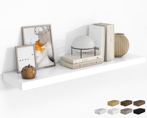 RICHFOCUS Long Floating Shelves for Wall 1Pack, White, 48" Lx8 D by RICHFOCUS