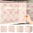 Geelin 6 Pcs Light Pink Bow Cube Storage Bins 11 Inch Storage Basket - Image 3