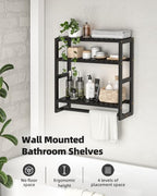 Galood Over The Toilet Storage Bathroom Shelves Wall Mounted 3 Tier Black-L - Image 5