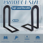 Chunful 30 Pcs Black Metal BookEnds Shelves, 5.5 x 3.75 x 2.25 in - Image 2