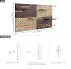 Wooden Pegboard Modular Display Organization Storage Wall Hooks Shelf (Two Colored Finish-B-4) - Image 4