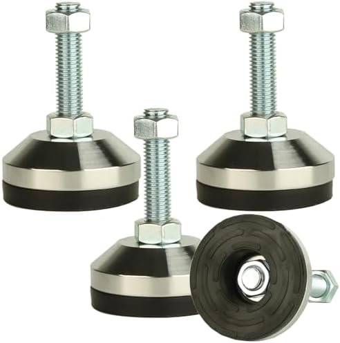 Heavy Duty Leg levelers ， Leveling Legs 2.36" Dia Base,Adjustable feet levelers M12 Thread, 1300 Lb Capacity,Capacity for Workbench, Machine, Cabinet (D60xM12x50,4 Pcs, Black) by MUHOUZHINANG