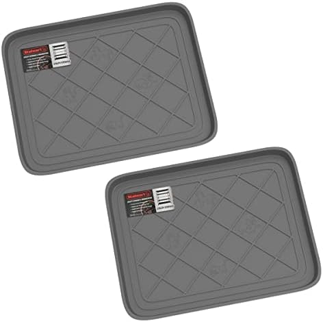 All Weather Boot Tray – Water Resistant Plastic Utility Diamond Pattern Shoe Mat – Indoor or Outdoor Doormats for All Season Use by Stalwart (Gray) by Stalwart