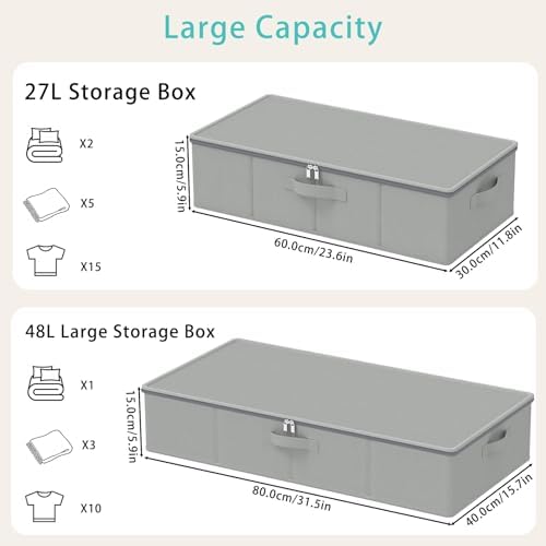 Under Bed Storage Containers, 2 Pack, Grey, 31.5x15.7x5.9 In - Image 3