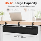 35.4-Inch Under Desk Cable Management Tray, No-Drill Clamp-On - Image 4