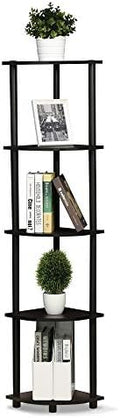 Furinno TURN-N-TUBE Corner Shelf, 5-Tier Corner Bookshelf, Open Storage Shelves, for Organization and Storage, Living Room, Home Office, Garage, Bedroom, Dark Walnut by Furinno-FitsYourSpaceFitsYourBudget