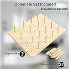 Wooden Pegboard Drawer Organizer for Kitchen - 3 Pack Adjustable Drawer Organizer with 24 Pegs Wooden, Drawer Organizer Kitchen Utensils, Wood Drawer Organizers for Kitchen Countertops & Deep Drawe - Image 2
