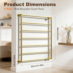 Wall Mounted Scarf Rack, Hijab Hanger Organizer (Gold, 7T-31.5×35.4IN) - Image 4