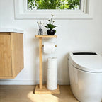 Bamboo Freestanding Bathroom Toilet Paper Holder Stand with Phone Shelf and Storage, Holds 3 Extra Mega Rolls,Natural (Natural) - Image 4