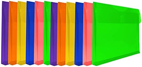 JAM PAPER Plastic Expansion Envelopes with Hook & Loop Closure - Letter Booklet - 9 3/4 x 13 with 1 Inch Expansion - Assorted Colors - 12/Pack by JAMPaper
