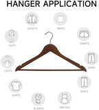 Wooden Clothes Hangers with Pants Bars, Walnut, 12-Pack - Image 5
