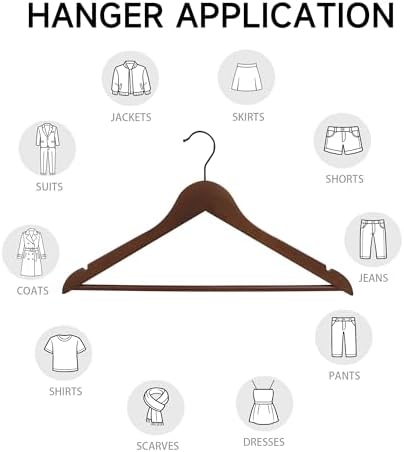 Wooden Clothes Hangers with Pants Bars, Walnut, 12-Pack - Image 5