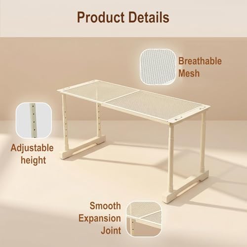 Expandable Cabinet Organizer Shelf, Adjustable Height Under Sink Storage Organizer, Shelf Riser for Kitchen, Bathroom, Wardrobe, Under Sink Counter(Beige) (2) - Image 7