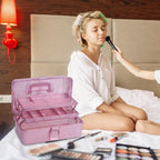 3-Tier Stackable Storage Organizer Box, Art & Craft Storage Container, Carry Tackle Organizer, Medicine Cosmetic for Art Supply Makeup Hair Accessories Painting Tools (Pink) - Image 5