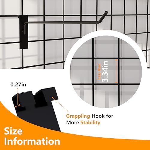 6 Inch Grid Wall Accessories Kit, Black, Grid Wall Pegs, 100 PCS - Image 6