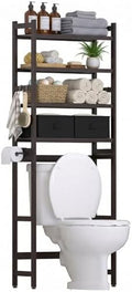 Homde Bathroom Over Toilet Storage Rack: Adjustable 4-Tier Bamboo (Brown) by Homde