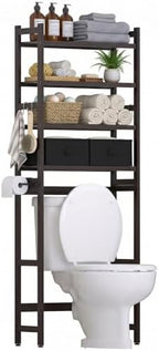 Homde Bathroom Over Toilet Storage Rack: Adjustable 4-Tier Bamboo (Brown) by Homde