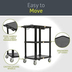 Pearington 3-Shelf Mobile Utility Cart with 3 Outlets and 8' Cord, Heavy-Duty Service Cart for Offices and Warehouses with 3 Shelves, Black - Image 3
