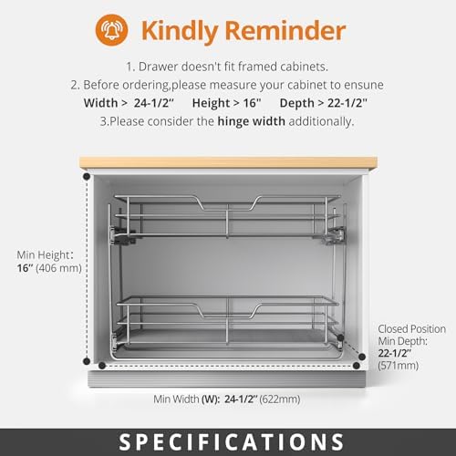 Pull Out Cabinet Organizer,24¼'' Slide Out Kitchen Organizers and Storage - Image 4