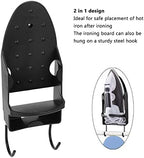 Electric Iron Holder,Heat ant 2 in 1 Wall Mounted Iron Board Rack,Iron and Ironing Board Storage Organizer Shelf,for Household Bathroom Laundry Room (Black) - Image 3