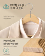 SONGMICS Wooden Hangers, 50 Pack, Basic Wood Clothes Hangers, Space Saving - Image 3